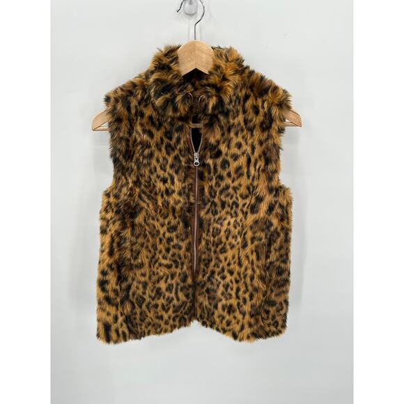 J. Crew Faux Fur Leopard Print Vest // XXS - Picture 3 of 8